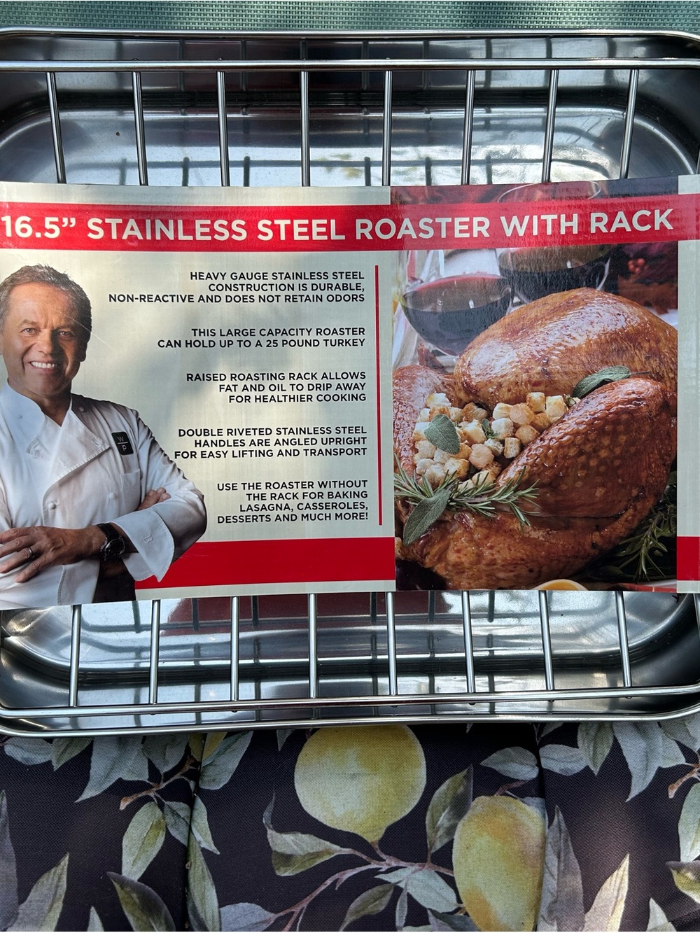 Chef Wolfgang Puck Stainless Steel Roaster with Rack